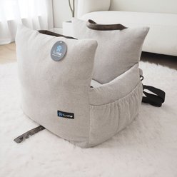 FurMe Pet Car Seat & Travel Bolster Dog & Cat Bed with Removable Cover, Oatmeal