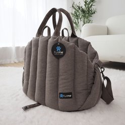 FurMe Quilted Pet Carrier & Travel Bolster Dog & Cat Bed with Removable Cover, Brown