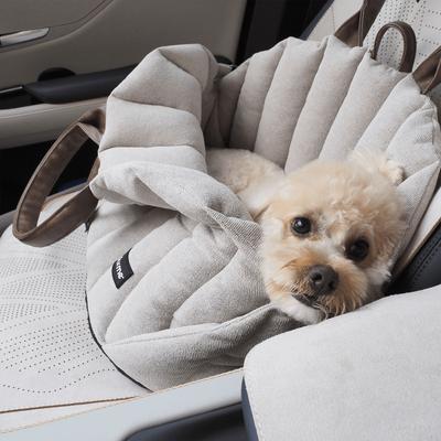 Show full view: FurMe Quilted Pet Carrier & Travel Bolster Dog & Cat Bed with Removable Cover, Brown slide 2 of 3