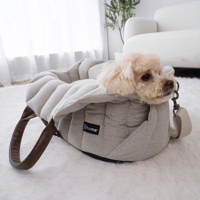 Show full view: FurMe Quilted Pet Carrier & Travel Bolster Dog & Cat Bed with Removable Cover, Oatmeal slide 2 of 8