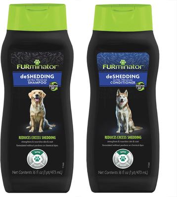 Show full view: FURminator DeShedding Ultra Premium Shampoo, 16-oz bottle + Conditioner for Dogs, 16-oz bottle slide 1 of 10