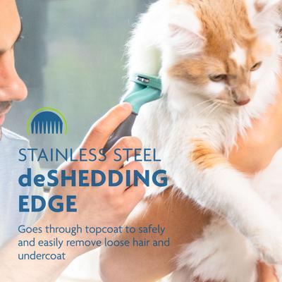 Show full view: FURminator Long Hair Cat Deshedding Tool, Turquoise, Small slide 9 of 11