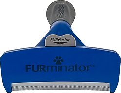 FURminator Long Hair Deshedding Tool, Blue, Large + DeShedding Ultra Premium Shampoo for Dogs, 16-oz bottle slide 2 of 9