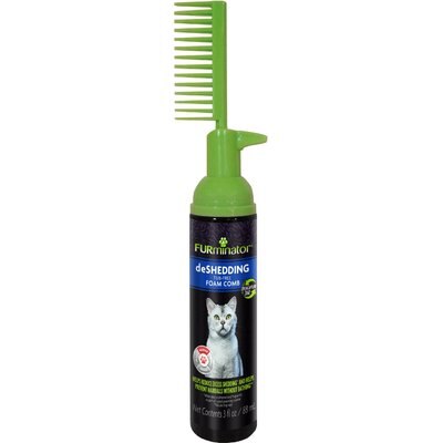 FURminator FURminator Tub-Free Deshedding Foam Cat Grooming Comb, 3-fl oz