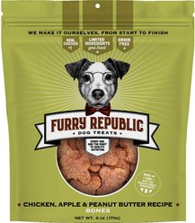 Furry Republic Bones Chicken, Apple & Peanut Butter Recipe Grain-Free Dog Treats, 6-oz bag