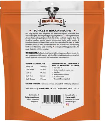 Show full view: Furry Republic Bones Turkey & Bacon Recipe Grain-Free Dog Treats, 6-oz bag slide 3 of 6