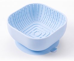 furrybaby Portion-Control Silicone Slow Feeder Dog & Cat Lick Bowl with Suction Base, 6-cup, Medium: 6.3 x 6.5 x 3.6-in, Blue