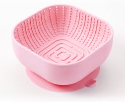 furrybaby Portion-Control Silicone Slow Feeder Dog & Cat Lick Bowl with Suction Base, 6-cup, Medium: 6.3 x 6.5 x 3.6-in, Pink