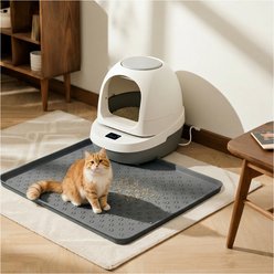 furrybaby Silicone Decorative Paw Print Trapping Waterproof & Non-Slip Cat Litter Mat, 15.7 x 21.7-in, Dark Grey