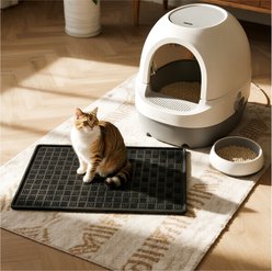 furrybaby Silicone Diamond Textured Waterproof & Non-Slip Cat Litter Mat, Black, 19.7 x 23.6-in