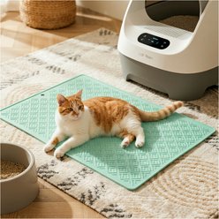 furrybaby Silicone Geometric Maze Pattern Waterproof & Non-Slip Cat Litter Mat, 19.7 x 27.6-in, Green