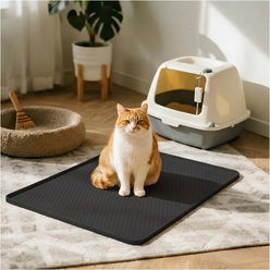 furrybaby Silicone Polka Dot Design Cat Litter Mat, Black, 21.2 x 15.7-in