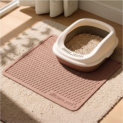 furrybaby Silicone Teardrop Pattern Cat Litter Mat, 15.7 x 23.6-in, Brown