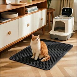 furrybaby Silicone Wave Pattern Cat Litter Mat, 17.7 x 15.7-in, Black