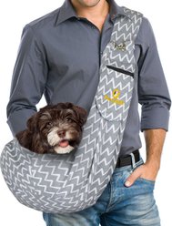FurryFido Adjustable Dog & Cat Carrier Sling, Chevron Gray