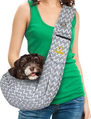 Show full view: FurryFido Adjustable Dog & Cat Carrier Sling, Chevron Gray slide 3 of 12