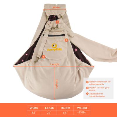 Show full view: FurryFido Adjustable Dog & Cat Carrier Sling, Khaki slide 5 of 11