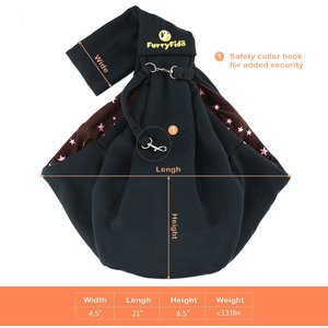 FurryFido Classic Reversible Dog & Cat Carrier Sling, Black