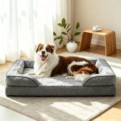 FURTIME C-Shaped Memory Foam Removable cover Orthopedic Bolster Sofa Dog Bed, Grey, Large slide 1 of 8