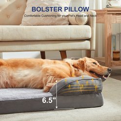 FURTIME C-Shaped Memory Foam Removable cover Orthopedic Bolster Sofa Dog Bed, Grey, X-Large slide 2 of 8
