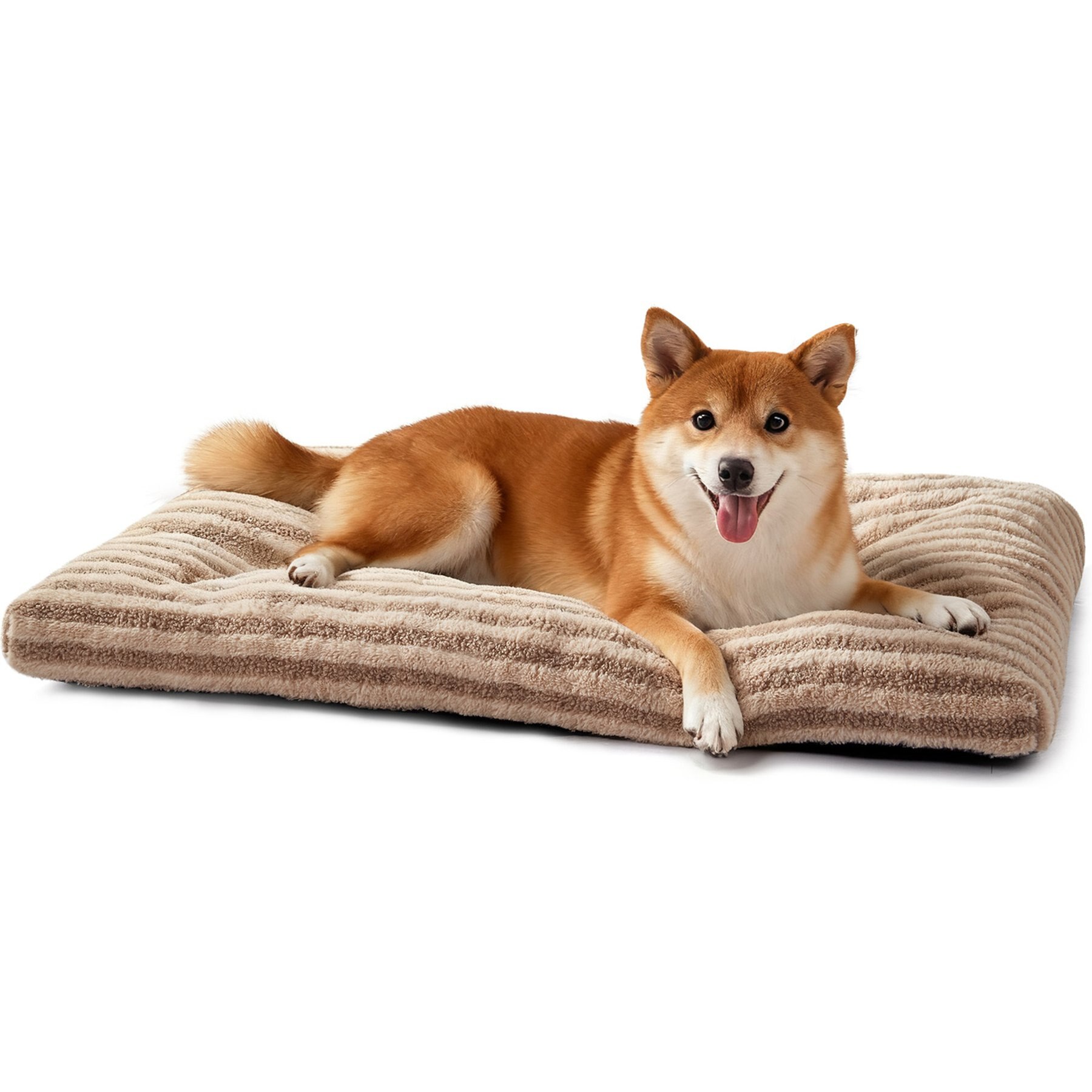 FURTIME Extra-Thick Pillow, Machine-Washable, Non-Slip Base Dog Bed, Brown, Medium