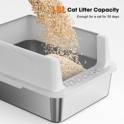 FURTIME Open-Top Stainless Steel Cat Litter Box with Scoop, Small, Silver Grey slide 2 of 8