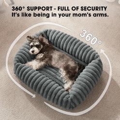 FURTIME Square Raised with Non-Slip Bottom, Removable Cover Bolster Dog Bed, Grey, Medium Plus: 30-in slide 2 of 7