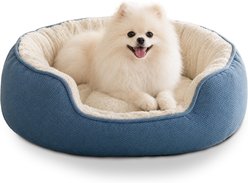Furvii Essential Dutch Velvet Calming Orthopedic Donut Cuddler Bolster Dog Bed, Medium, Blue