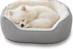Furvii Essential Dutch Velvet Calming Orthopedic Donut Cuddler Bolster Dog Bed, Medium, Grey