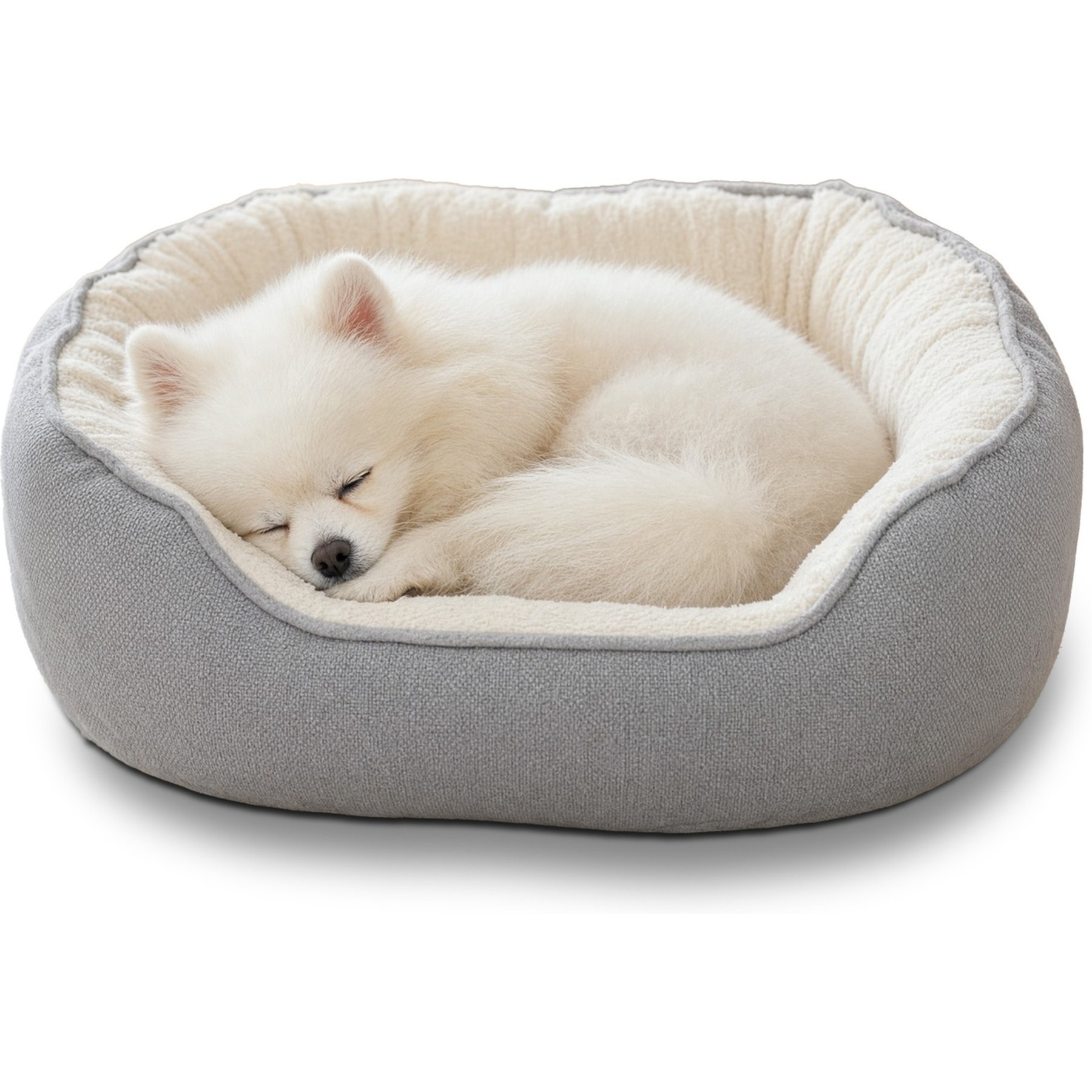 Furvii Essential Dutch Velvet Calming Orthopedic Donut Cuddler Bolster Dog Bed, Medium, Grey