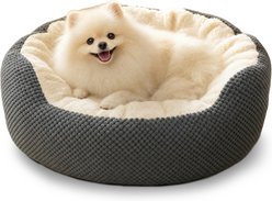 Furvii Essential Pineapple Velvet Calming Orthopedic Donut Cuddler Bolster Dog Bed, Medium, Deep Gray