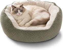 Furvii Essential Pineapple Velvet Calming Orthopedic Donut Cuddler Bolster Dog Bed, Medium, Silver Mink