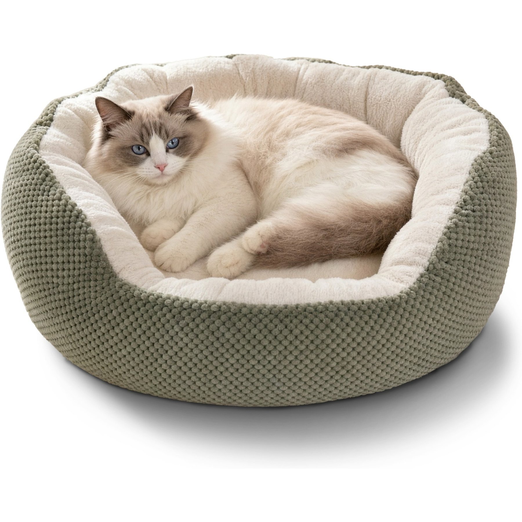 Furvii Essential Pineapple Velvet Calming Orthopedic Donut Cuddler Bolster Dog Bed, Medium, Silver Mink