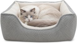 Furvii ESSENTIAL Pineapple Velvet Calming Orthopedic Square Cuddler Dog Bed, Medium, Light Gray