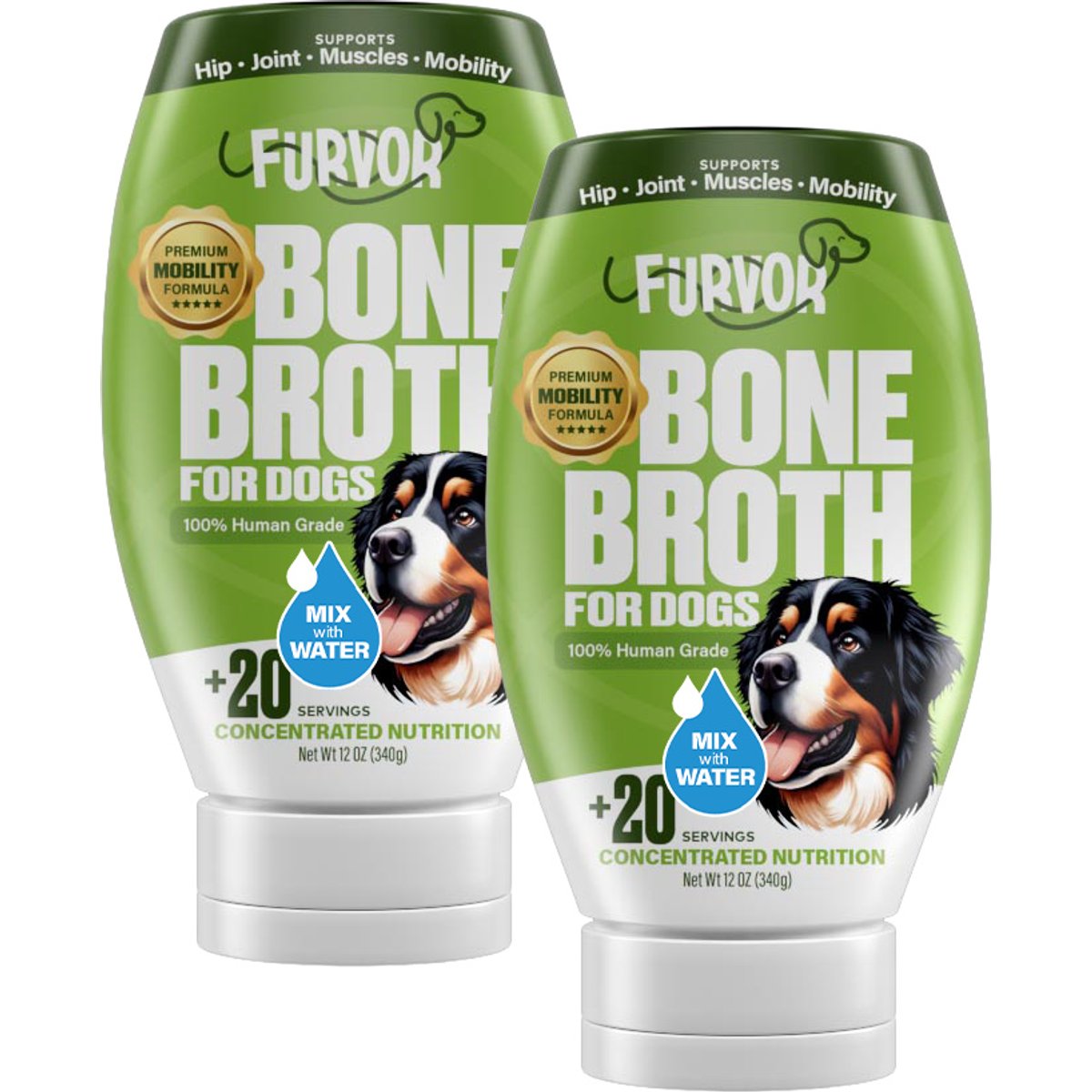 Furvor Advanced Mobility Beef Concentrated Digestive Health High-Protein Liquid Dog Food Topper, 12-oz bottle, 2 count