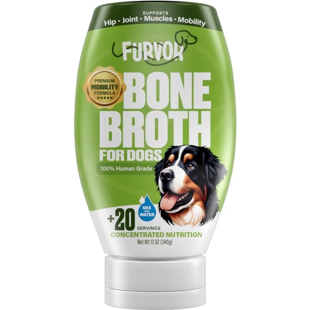 Furvor Advanced Mobility Beef Concentrated Digestive Health High-Protein Liquid Dog Food Topper, 12-oz bottle
