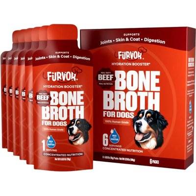Furvor Furvor Beef Concentrated Bone Broth Digestive Health High-Protein Liquid Dog Food Topper, 0.64-oz pouch, 18 count