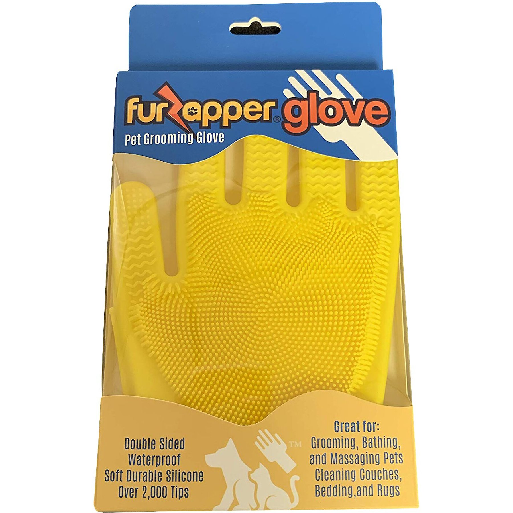 FurZapper Pet Grooming Glove, Yellow