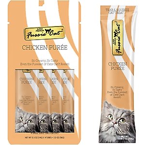 Fussie Cat Chicken Puree Lickable Cat Treats, 0.5-oz pouch, pack of 4