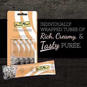Fussie Cat Chicken Puree Lickable Cat Treats, 0.5-oz pouch, pack of 4