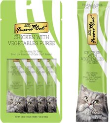 Fussie Cat Chicken with Vegetables Puree Lickable Cat Treats, 0.5-oz pouch, pack of 4