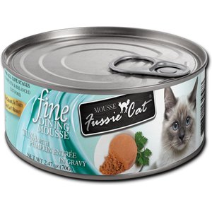 Fussie Cat Fine Dining Mousse Tuna with Pumpkin Entree Wet Cat Food, 2.47-oz can, case of 24