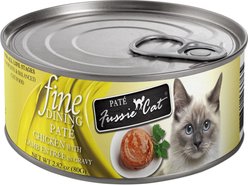 Fussie Cat Fine Dining Pate Chicken with Lamb Entrée Wet Cat Food, 2.82-oz can, case of 24