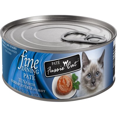 Fussie Cat Fussie Cat Fine Dining Pate Tuna with Shrimp Entrée Wet Cat Food, 2.82-oz can, case of 24