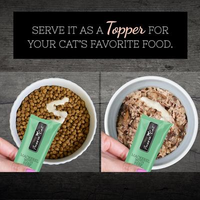 Show full view: Fussie Cat Mackerel & Beef Puree Lickable Cat Treats, 2-oz pouch slide 4 of 7