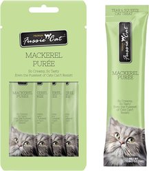 Fussie Cat Mackerel Puree Lickable Cat Treats, 2-oz pouch