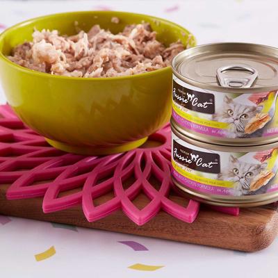 Show full view: Fussie Cat Market Fresh Chicken & Turkey Recipe Grain-Free Dry Cat Food, 10-lb bag + Fussie Cat Premium Tuna with Chicken Formula in Aspic Grain-Free Canned Cat Food, 2.82-oz, case of 24 slide 6 of 7