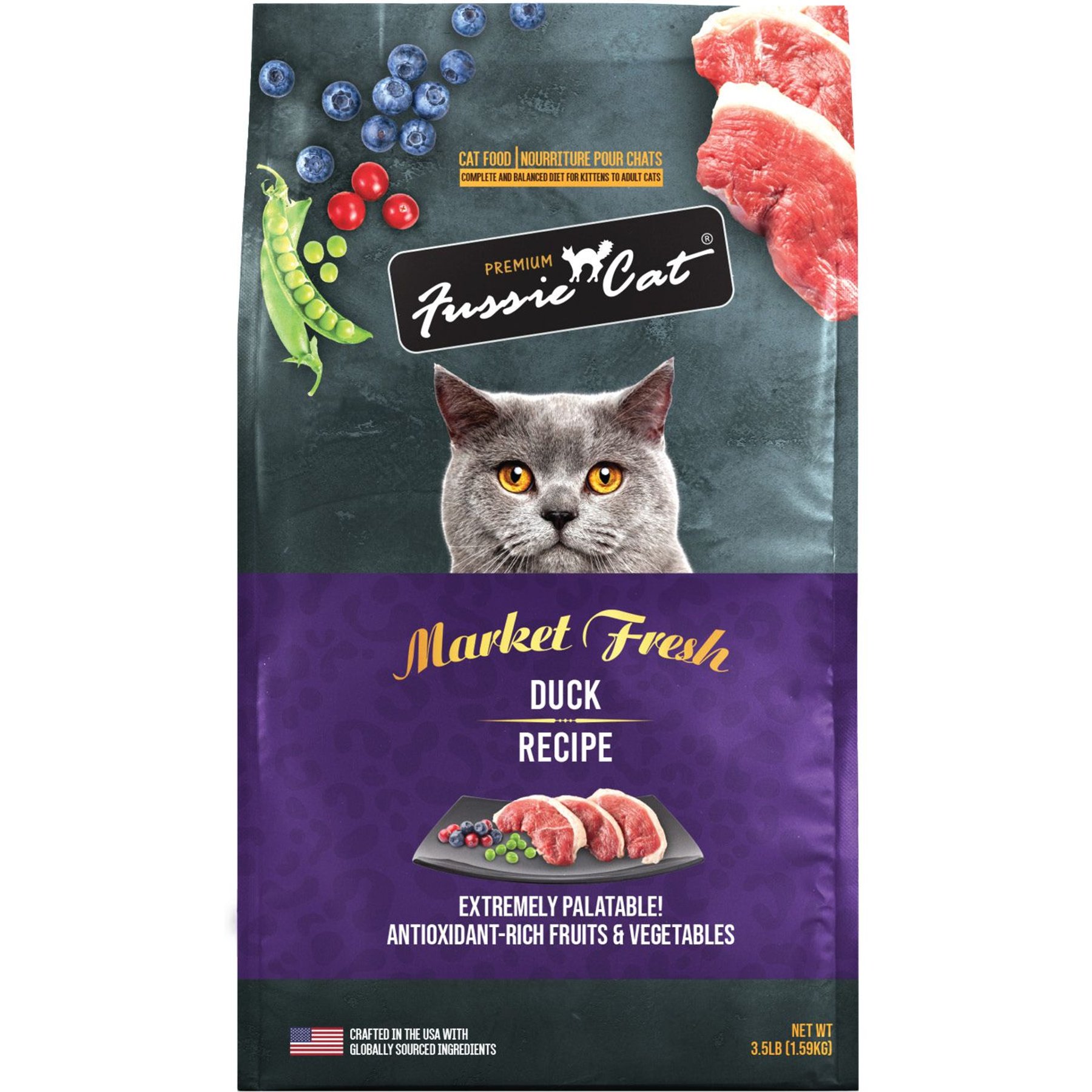 Fussie Cat Market Fresh Duck Meal Recipe Grain-Free Dry Cat Food, 3.5-lb bag