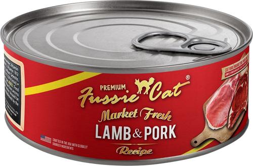 Show full view: Fussie Cat Market Fresh Lamb & Pork Wet Cat Food, 5.5-oz can, case of 24 slide 1 of 6