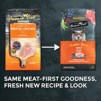 Show full view: Fussie Cat Market Fresh Turkey Meal Recipe Grain-Free Dry Cat Food, 3.5-lb bag slide 3 of 9